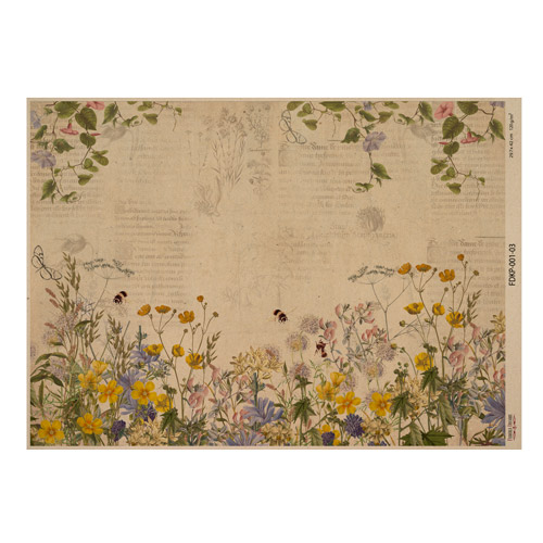 лист крафт бумаги с рисунком botanical backgrounds #03, 42x29,7 см