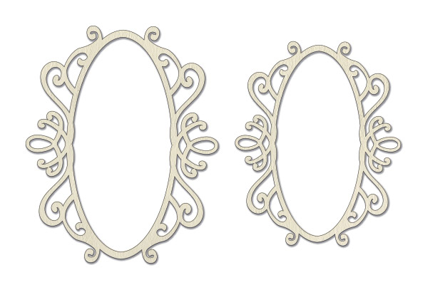 Chipboard embellishments set, Oval frames with monograms 1 #513