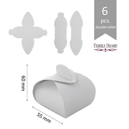 Bomboniera skrzynia - zestaw tekturowych wykrojów do pakowania prezentów 6 szt., 60x60x55 mm - Fabrika Decoru