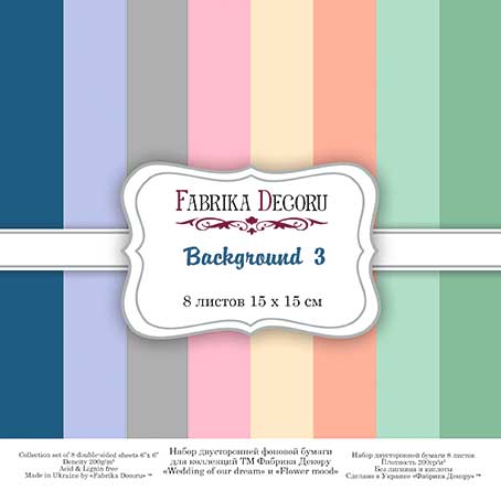 Doppelseitiges Scrapbooking-Papierset Hintergründe 3 , 15 cm x 15 cm , 8 Blätter - Fabrika Decoru