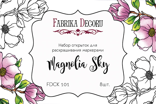 Zestaw pocztówek "Magnolia sky" do kolorowania markerami - Fabrika Decoru