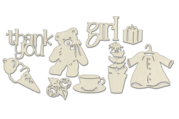 Chipboard embellishments set, "For girl" #094