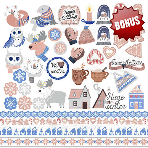 Double-sided scrapbooking paper set Huge Winter 12"x12", 10 sheets - foto 11