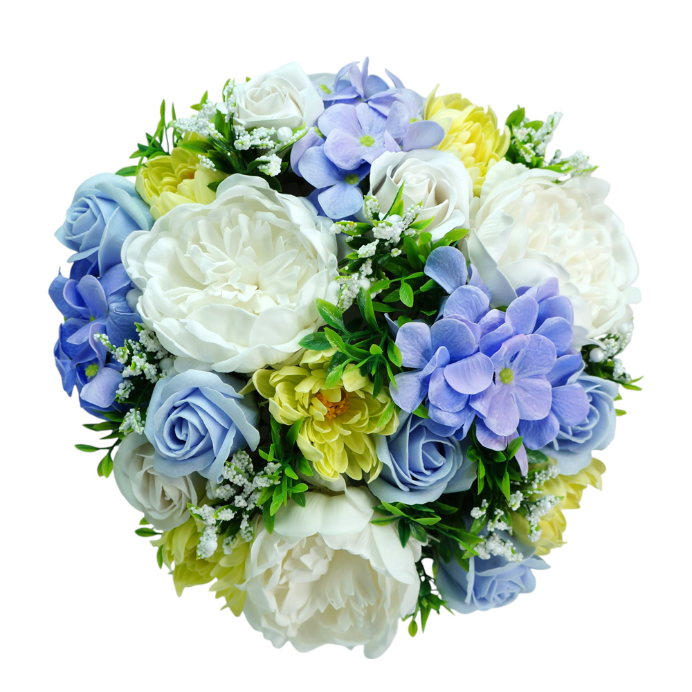 "Blue charm" composition with soap foam flowers in a hat box, 250 x 250 x 300 mm - foto 3
