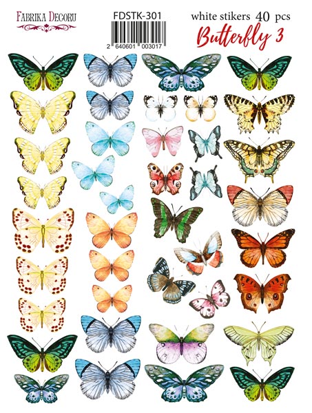 Aufkleberset 40 Stück Schmetterling #301 - Fabrika Decoru