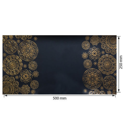 Skóra PU do oprawiania ze złotym tłoczeniem, wzór Złote serwetki Ciemnoniebieski, 50cm x 25cm  - foto 0  - Fabrika Decoru