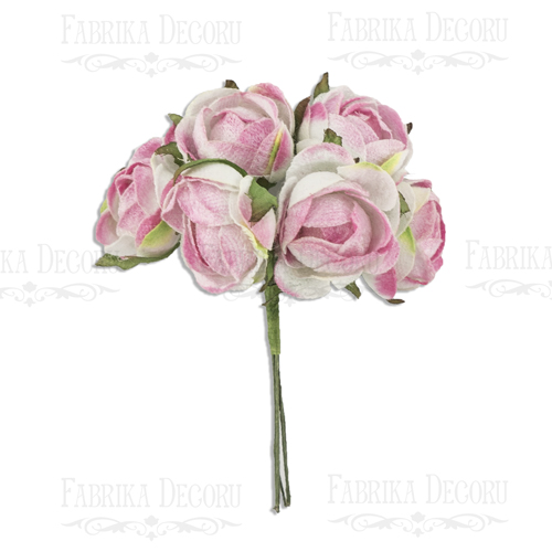  Bouquet of peony bud white with pink, 6pcs