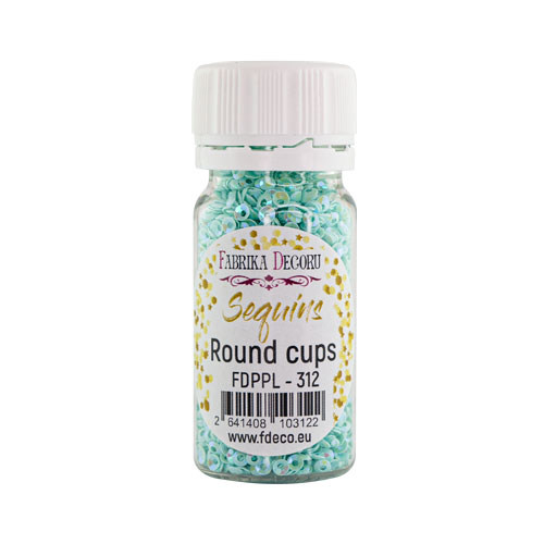Sequins Round cups, mint with iridescent nacre, #312