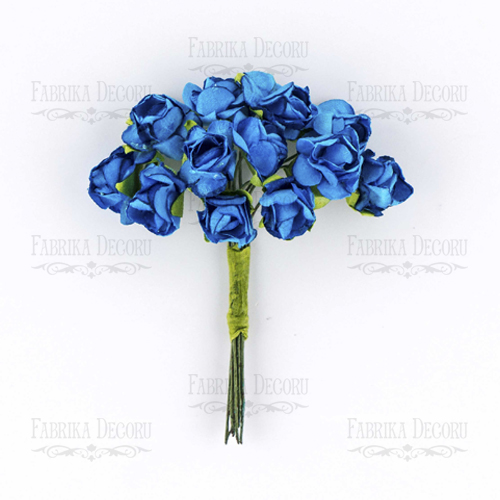 Bouquet of small rose flowers, color electric, 12pcs