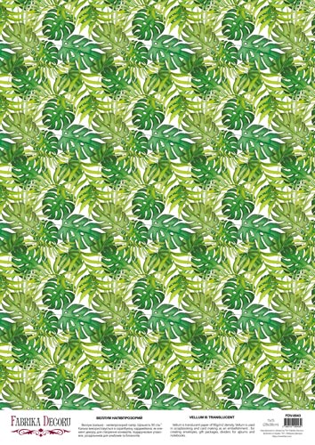 deco vellum colored sheet green wild tropics, a3 (11,7" х 16,5")