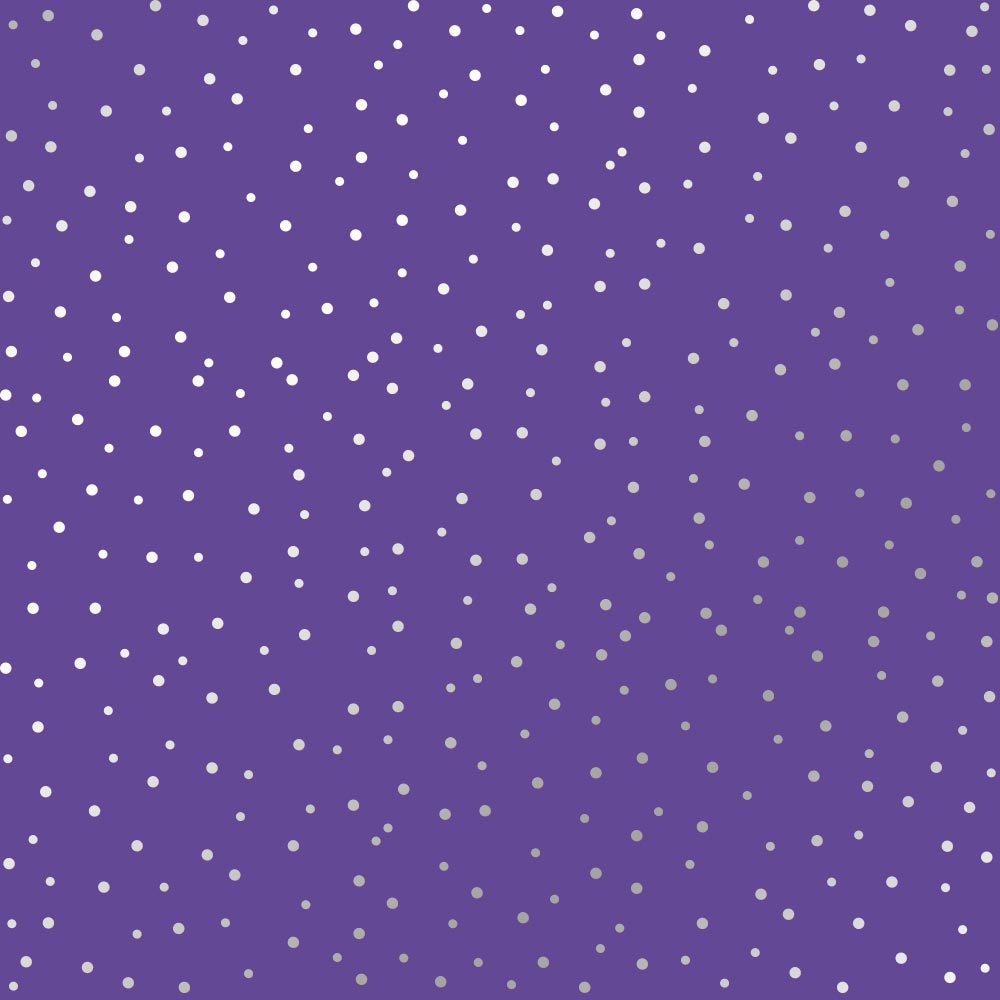 Sheet of single-sided paper embossed with silver foil, pattern Silver Drops, color Lavender 12"x12" 