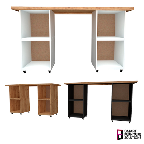 Uniwersalny, przekształcalny stół warsztatowy 1600x600x900 mm, Zestaw: blat, 4 sekcje, 2 podesty ruchome - Fabrika Decoru