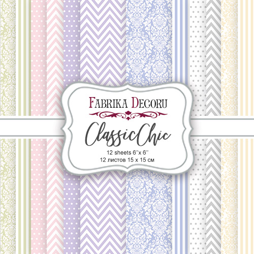 Scrapbooking paper set “Classic Chic”, 6”x6”,  12 sheets