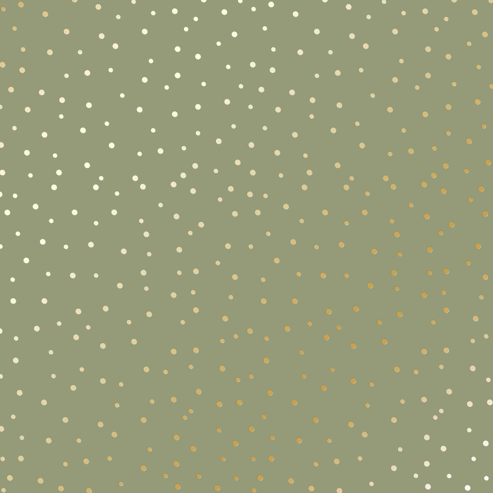 Sheet of single-sided paper with gold foil embossing, pattern Golden Drops Olive, 12"x12" 