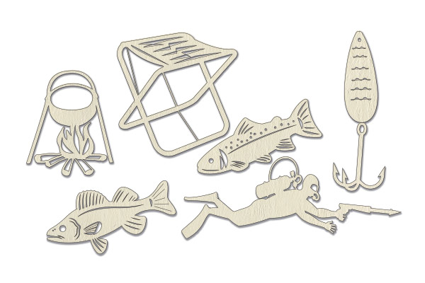 Chipboard embellishments set, Fishing  #2  #658