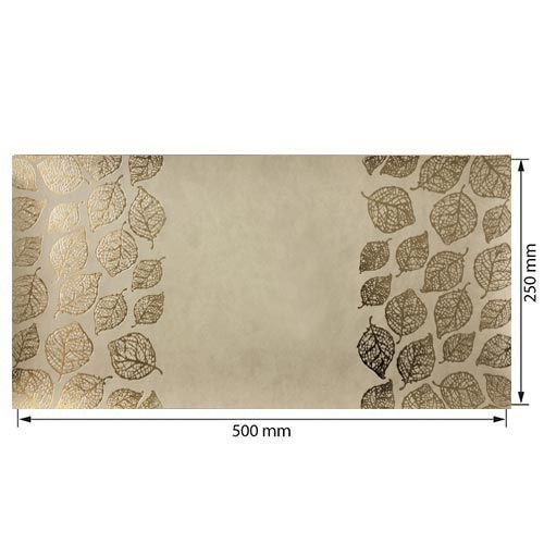 Відріз шкірзаму з тисненням золотою фольгою, дизайн Golden Leaves Beige, 50см х 25см - фото 0