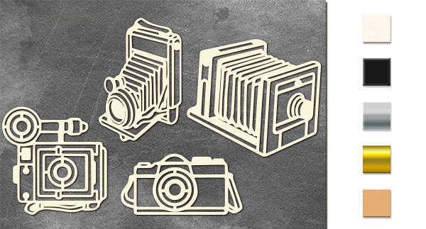  Набор чипбордов Фотоаппараты #1 10х15 см #669 color_Milk