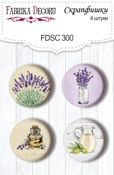 4er-Set Buttons zum Scrapbooking „Lavendel Provence 1“ #300 - Fabrika Decoru