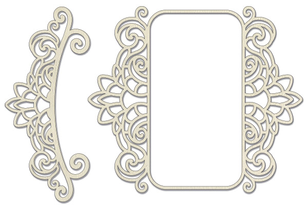 Chipboard embellishments set,  Frame and border with curls 1 #525