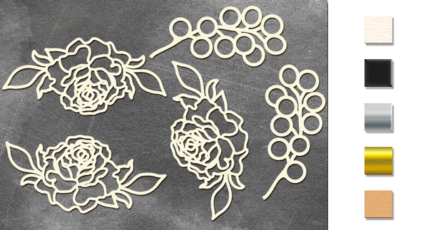 Chipboard embellishments set, "Roses" #339