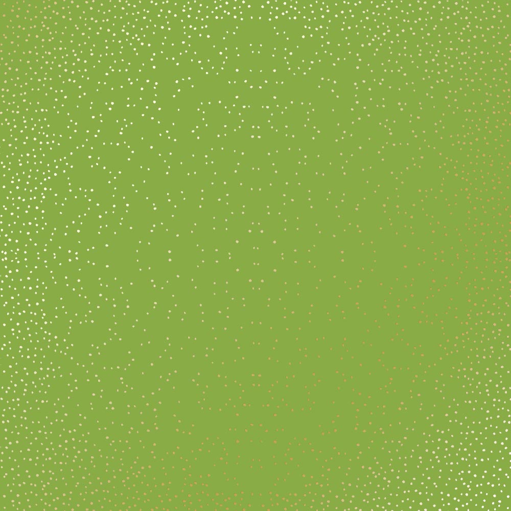 Sheet of single-sided paper with gold foil embossing, pattern Golden Mini Drops, color Bright green, 12"x12"