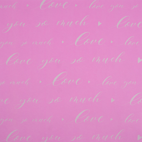 Kraft paper sheet 12"x12" Lettering Love you on pink