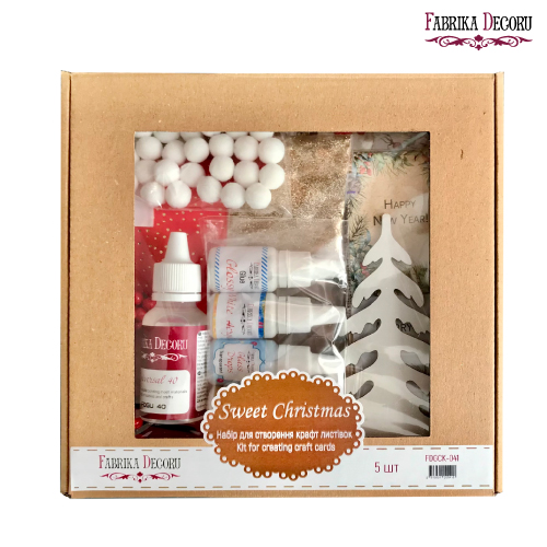 DIY kit for creating 5 greeting cards "Sweet Christmas" 10cm x 15cm with tutorials from Svetlana Kovtun, kraft - foto 0