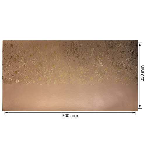Відріз шкірзаму з тисненням золотою фольгою, дизайн Golden Pion Pink gold, 50см х 25см - фото 0