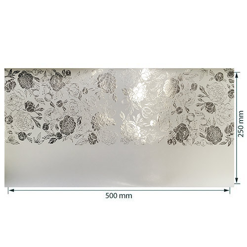 Eko skóra cięta z wytłoczeniem z folii srebrnej, kolor Silver Peony Passion, kolor Błyszczący biały, 50cm x 25cm  - foto 0  - Fabrika Decoru