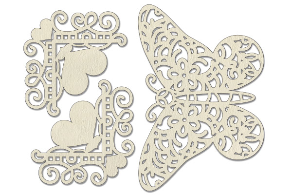 Chipboard embellishments set, "Openwork butterfly" #133