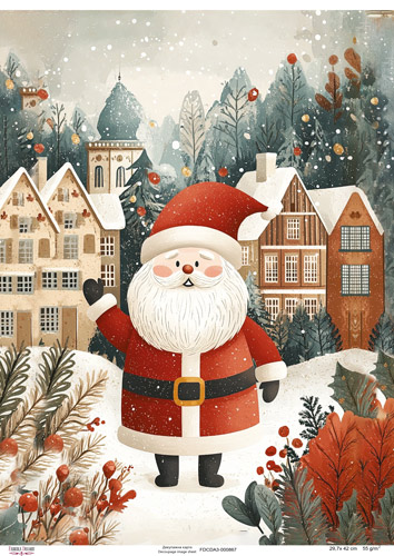 Decoupage Card "Santa Claus in the City", #0867, 29.7x42cm