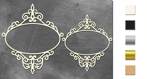 Spanplatten-Set Ovalrahmen mit Monogrammen 4 #518 - Fabrika Decoru