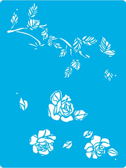 Stencil reusable, 15 cm x 20 cm Rose border, #425