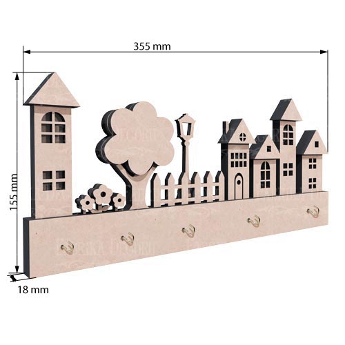 Naścienny organizer na klucze "Miasteczko", zestaw #323 - foto 0  - Fabrika Decoru