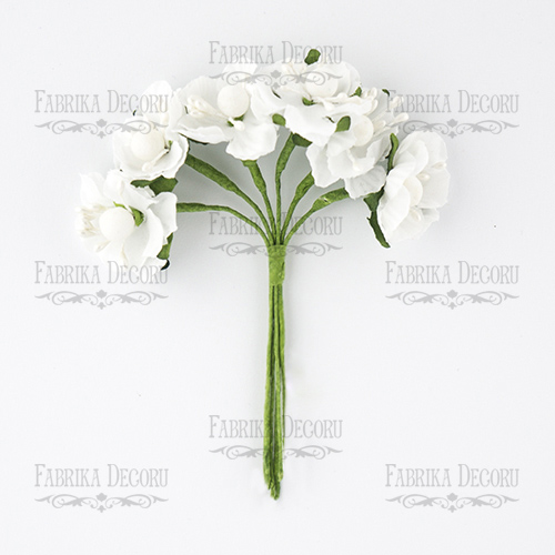 Set of large peach flowers white, 6 pcs