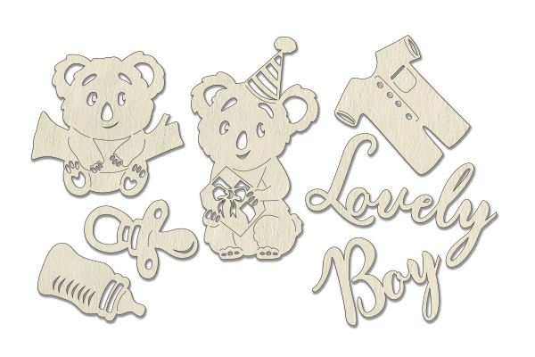 Chipboard embellishments set, "Puffy Fluffy Boy" #211