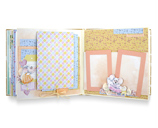 Zestaw kreatywny do tworzenia fotoalbumu dla dzieci w technice scrapbooking "My little mousy girl", 20cm x 20cm, #10 - foto 6  - Fabrika Decoru