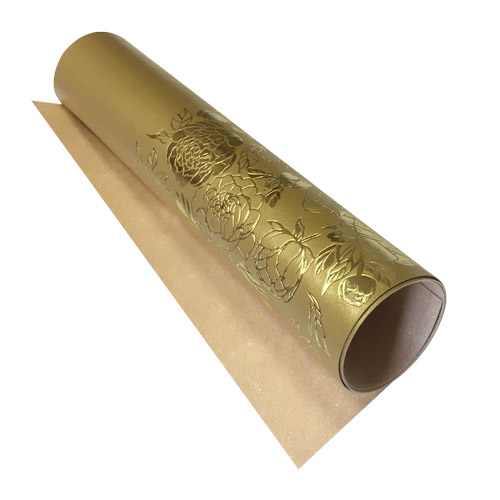 Skóra PU do oprawiania ze złotym wzorem Golden Peony Passion, kolor Gold, 50cm x 25cm  - Fabrika Decoru