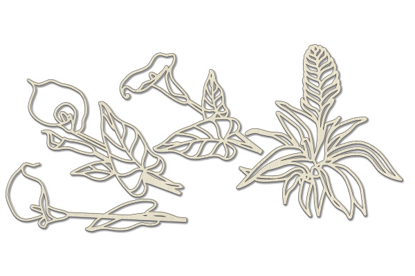 Chipboard embellishments set, Botany exotic #710