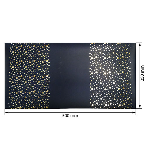 Відріз шкірзаму з тисненням золотою фольгою, дизайн Golden Stars Dark bluet, 50см х 25см - фото 0