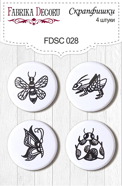 Zestaw 4 ozdobnych buttonów, #028 - Fabrika Decoru