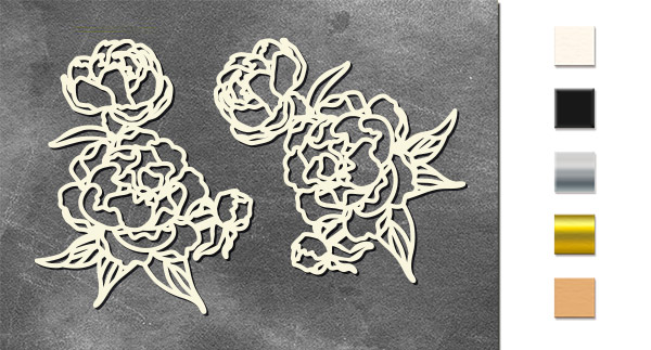 Chipboard embellishments set, Peony Garden #726