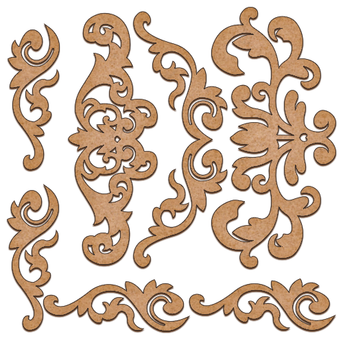 Set of MDF ornaments for decoration #04