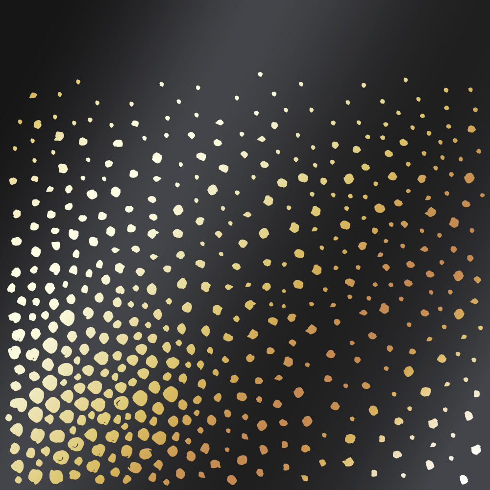 Sheet of single-sided paper with gold foil embossing, pattern Golden Maxi Drops Black, 12"x12"