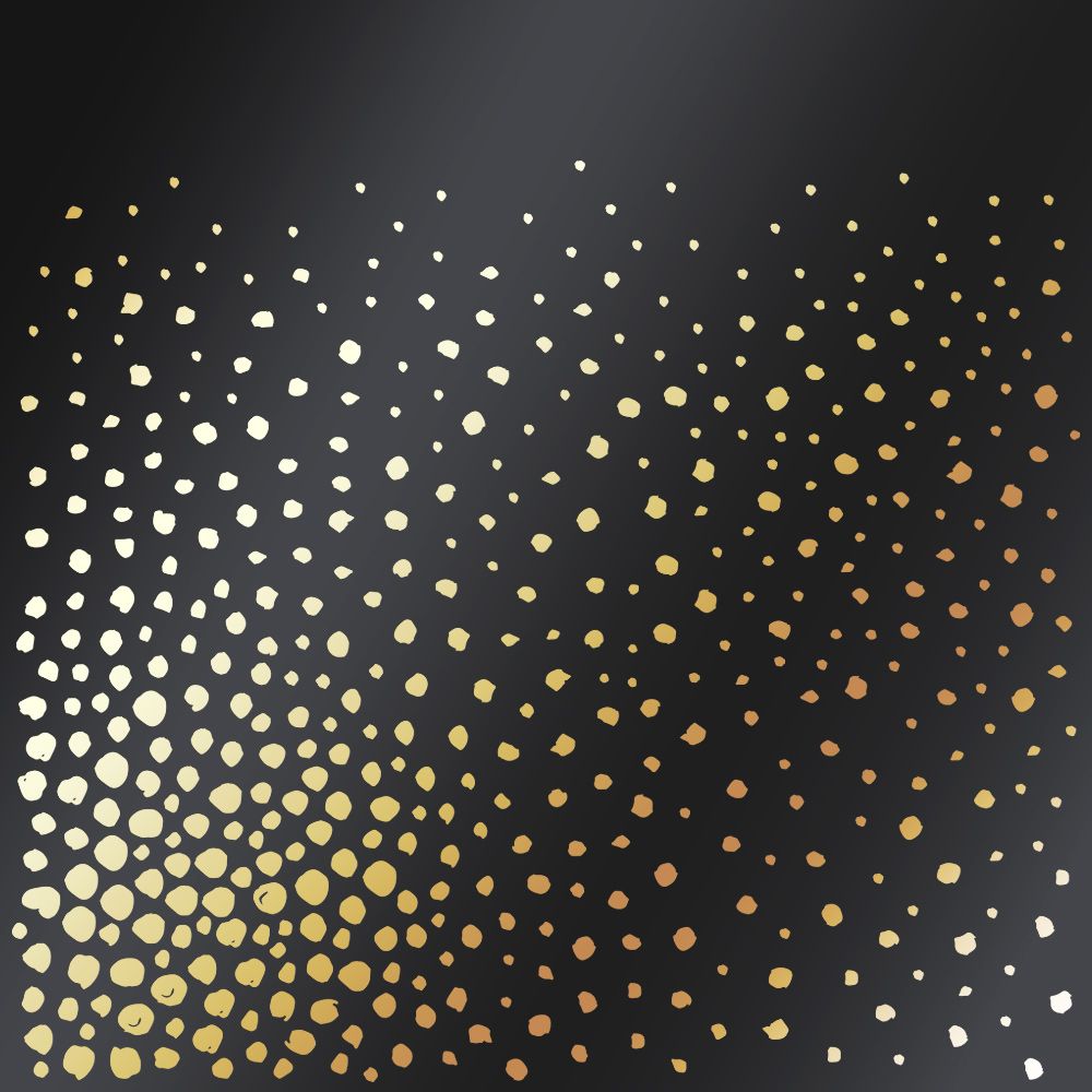 Sheet of single-sided paper with gold foil embossing, pattern Golden Maxi Drops Black, 12"x12"