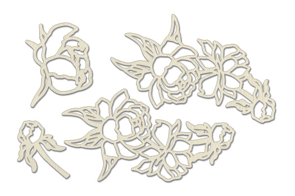 Chipboard embellishments set, Peony Garden #728