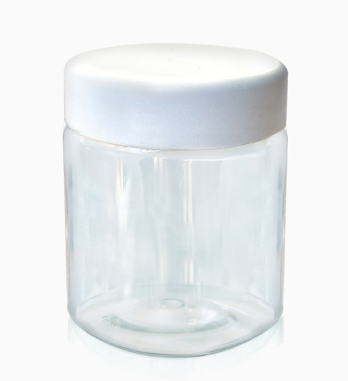 Plastikowy słoik 150 ml, przezroczysty, z białą zakrętką - Fabrika Decoru
