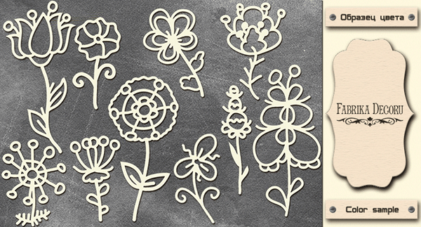 Chipboard embellishments set, "Flowers 3" #071