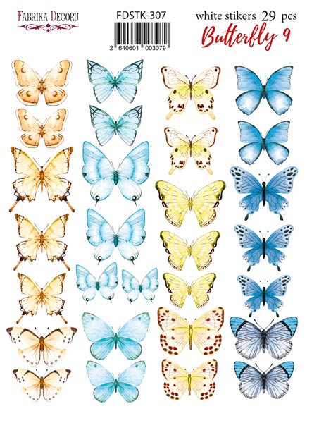 Aufkleberset 29 Stück Schmetterling #307 - Fabrika Decoru