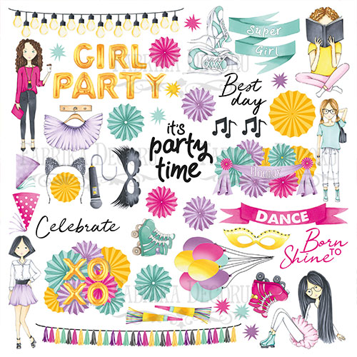 Arkusz z obrazkami do dekorowania "Party girl" - Fabrika Decoru
